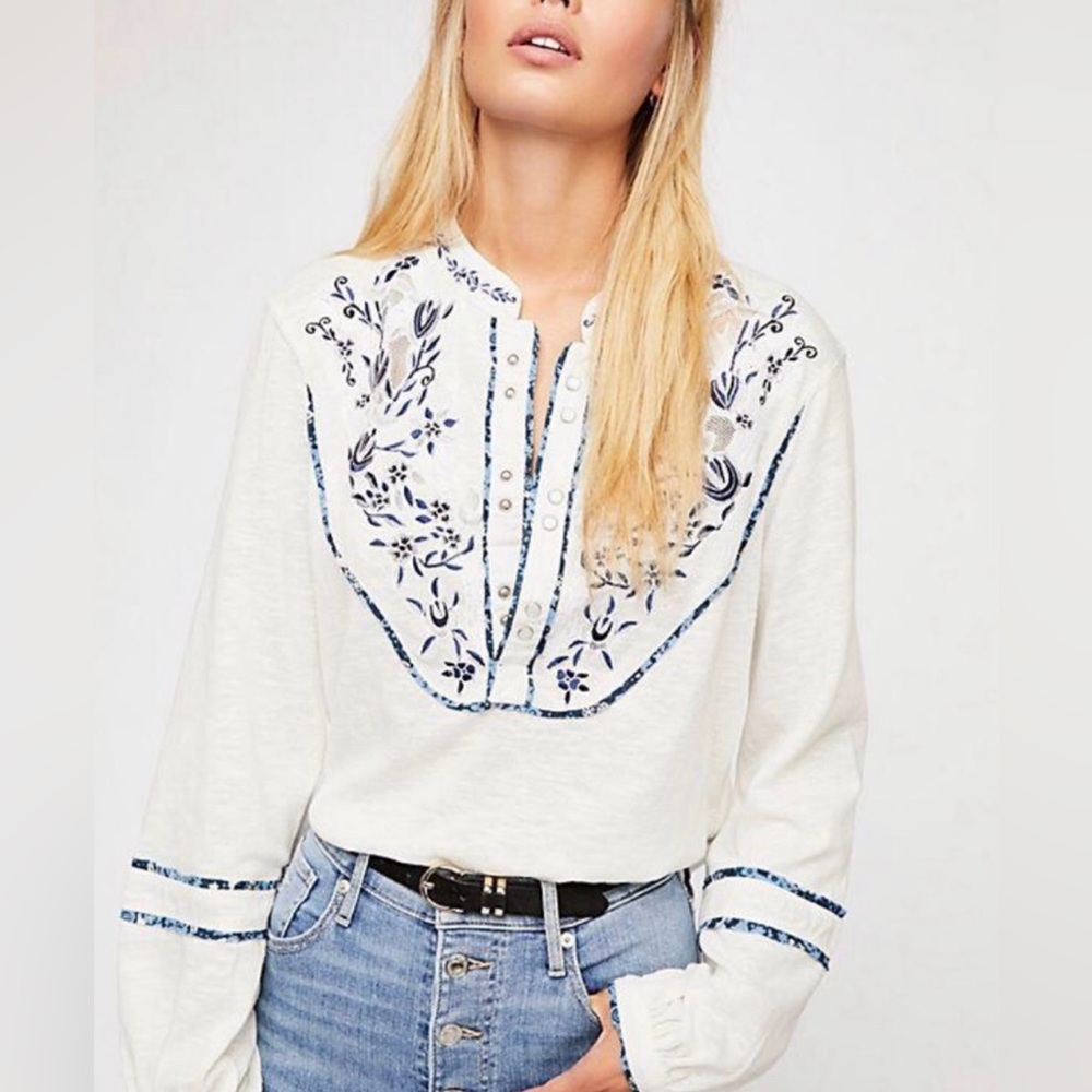 Free People Sundance Western Henley Shirt